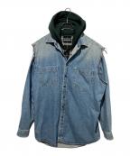 BALENCIAGAバレンシアガ）の古着「twinset Hoodie ツインセットフーディー」｜ブラック×ブルー