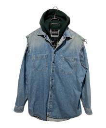 BALENCIAGA（バレンシアガ）の古着「twinset Hoodie ツインセットフーディー」｜ブラック×ブルー