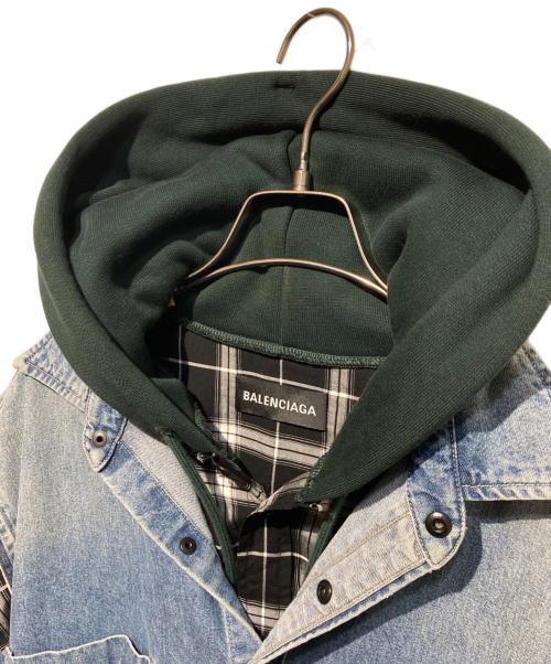 BALENCIAGA（バレンシアガ）BALENCIAGA (バレンシアガ) twinset Hoodie ツインセットフーディー ブラック×ブルー サイズ:39の古着・服飾アイテム