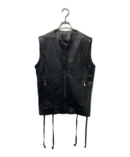 RICK OWENS（リックオウエンス）RICK OWENS (リックオウエンス) レースアップカーフレザーベスト ブラック サイズ:52の古着・服飾アイテム