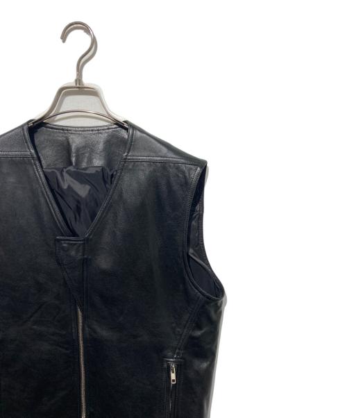 RICK OWENS（リックオウエンス）RICK OWENS (リックオウエンス) レースアップカーフレザーベスト ブラック サイズ:52の古着・服飾アイテム