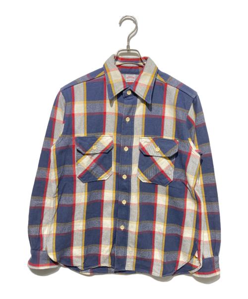 WAREHOUSE（ウエアハウス）WAREHOUSE (ウエアハウス) ネルシャツ ネイビー×ホワイト サイズ:15-15 1/2の古着・服飾アイテム