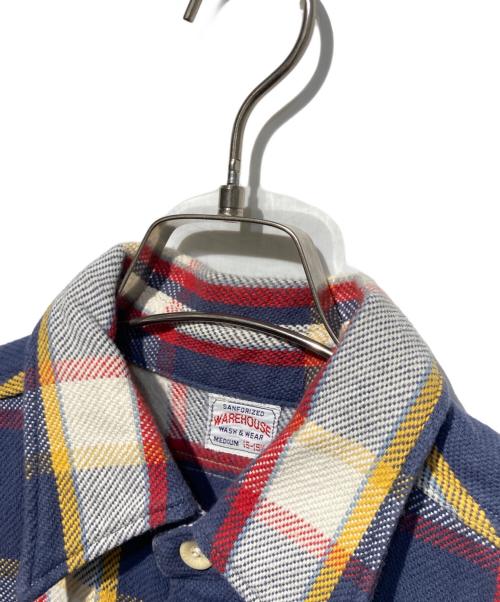 WAREHOUSE（ウエアハウス）WAREHOUSE (ウエアハウス) ネルシャツ ネイビー×ホワイト サイズ:15-15 1/2の古着・服飾アイテム