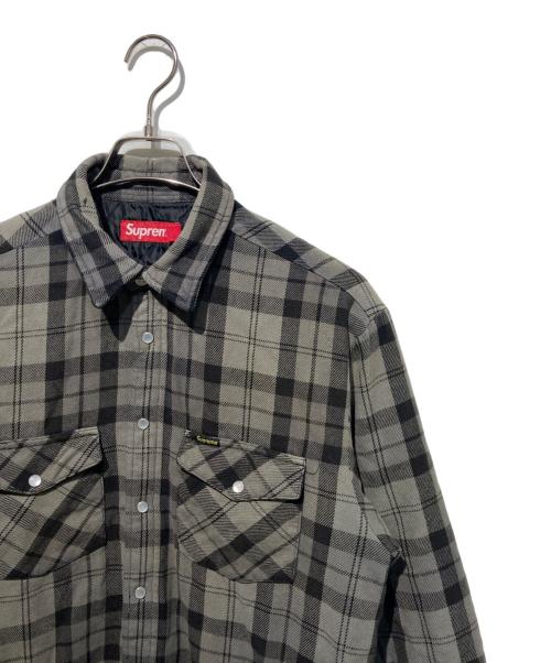 SUPREME（シュプリーム）SUPREME (シュプリーム) QUILTED FLANNEL SHIRT グレー サイズ:Sの古着・服飾アイテム