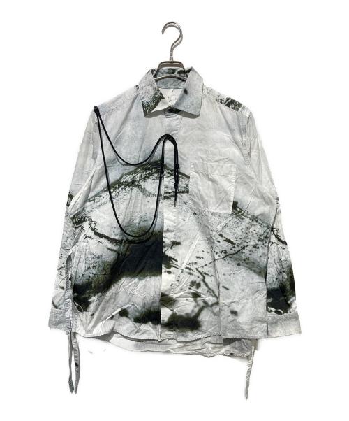 SOSHIOTSUKI（ソウシ オオツキ）SOSHIOTSUKI (ソウシ オオツキ) KIMONO BREASTED SHIRTS ホワイト×グリーン サイズ:44の古着・服飾アイテム