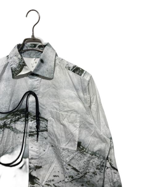 SOSHIOTSUKI（ソウシ オオツキ）SOSHIOTSUKI (ソウシ オオツキ) KIMONO BREASTED SHIRTS ホワイト×グリーン サイズ:44の古着・服飾アイテム