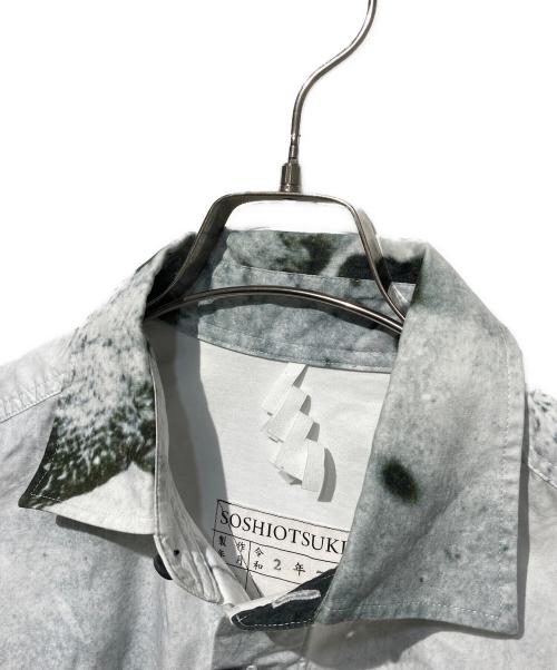 SOSHIOTSUKI（ソウシ オオツキ）SOSHIOTSUKI (ソウシ オオツキ) KIMONO BREASTED SHIRTS ホワイト×グリーン サイズ:44の古着・服飾アイテム