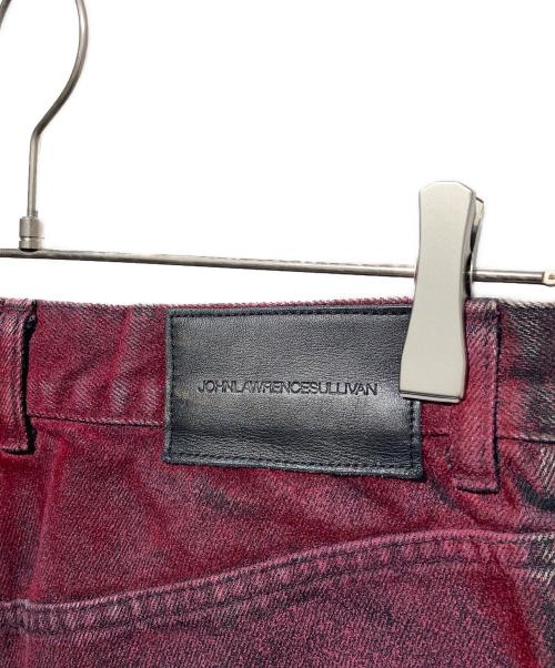 JOHN LAWRENCE SULLIVAN（ジョン ローレンス サリバン）JOHN LAWRENCE SULLIVAN (ジョン ローレンス サリバン) GRADATION FLOC PRINTED DENIM 5POCKET  デニムパンツ レッド×ブラック サイズ:44の古着・服飾アイテム