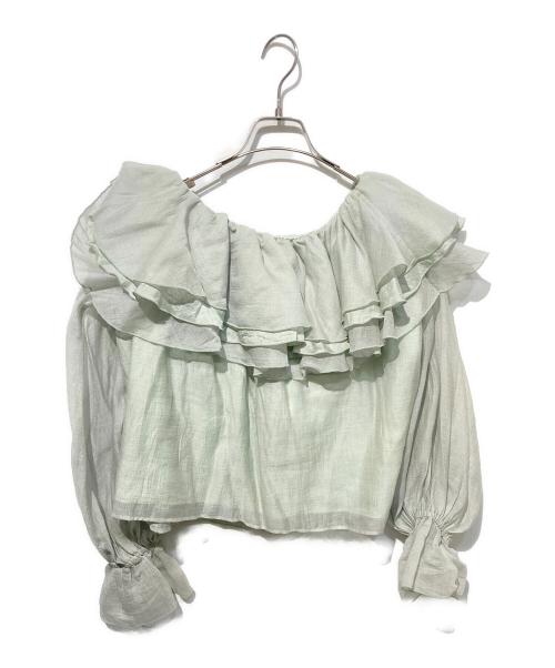 sheller（シェリエ）sheller (シェリエ) 2way ruffle flill blouse グリーン サイズ:Freeの古着・服飾アイテム