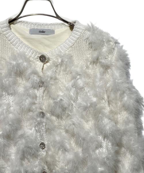 sheller（シェリエ）sheller (シェリエ) Feather fur cardigan ホワイト サイズ:Freeの古着・服飾アイテム