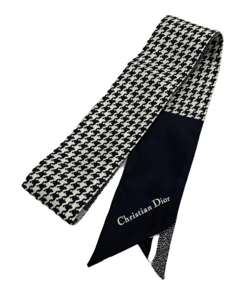 Christian Dior（クリスチャン ディオール）Christian Dior (クリスチャン ディオール) 30 Montaigne ミッツァ シルクスカーフ ブラックの古着・服飾アイテム