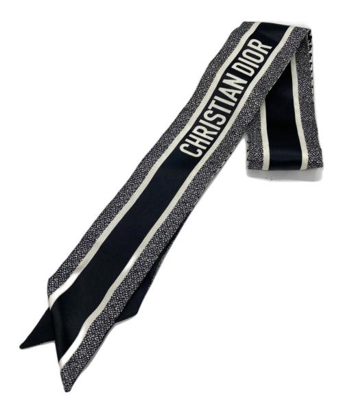 Christian Dior（クリスチャン ディオール）Christian Dior (クリスチャン ディオール) 30 Montaigne ミッツァ シルクスカーフ ブラックの古着・服飾アイテム