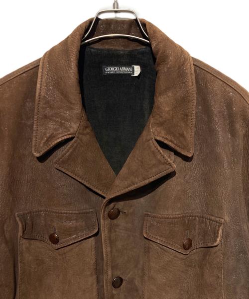 GIORGIO ARMANI（ジョルジオアルマーニ）GIORGIO ARMANI (ジョルジオアルマーニ) レザーハーフコート ブラウン サイズ:48の古着・服飾アイテム