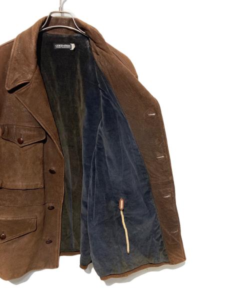 GIORGIO ARMANI（ジョルジオアルマーニ）GIORGIO ARMANI (ジョルジオアルマーニ) レザーハーフコート ブラウン サイズ:48の古着・服飾アイテム