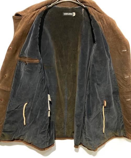 GIORGIO ARMANI（ジョルジオアルマーニ）GIORGIO ARMANI (ジョルジオアルマーニ) レザーハーフコート ブラウン サイズ:48の古着・服飾アイテム