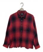stussyステューシー）の古着「LOOSE WEAVE PLAID SHIRT」｜レッド