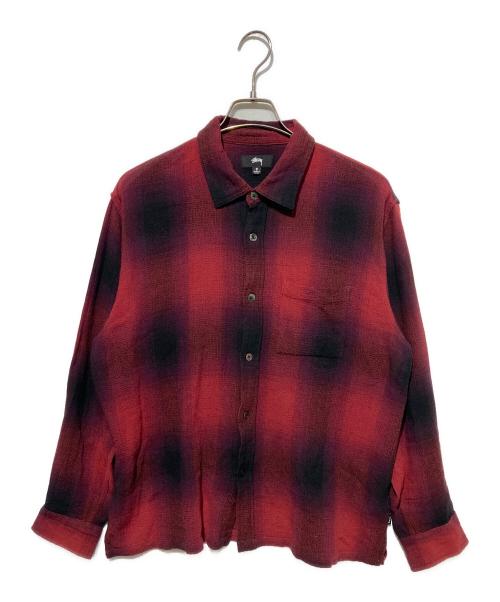 stussy（ステューシー）stussy (ステューシー) LOOSE WEAVE PLAID SHIRT レッド サイズ:Sの古着・服飾アイテム