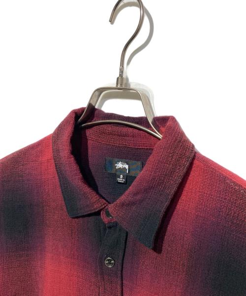 stussy（ステューシー）stussy (ステューシー) LOOSE WEAVE PLAID SHIRT レッド サイズ:Sの古着・服飾アイテム