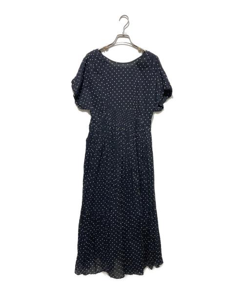 ne quittez pas（ヌキテパ）ne quittez pas (ヌキテパ) コットンボイルドットスリーブレスドレス ネイビー サイズ:　の古着・服飾アイテム