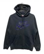 NIKE×SUPREMEナイキ×シュプリーム）の古着「19FW Leather Applique Hooded Sweatshirt」｜ブラック