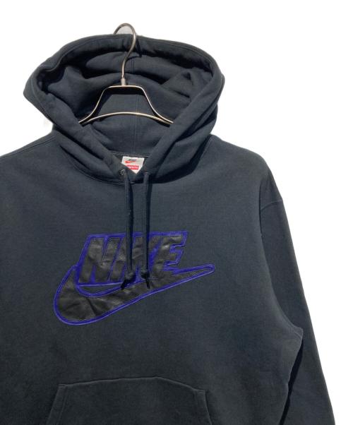 NIKE（ナイキ）NIKE (ナイキ) SUPREME (シュプリーム) 19FW Leather Applique Hooded Sweatshirt ブラック サイズ:Mの古着・服飾アイテム