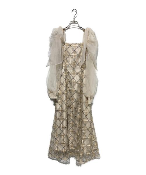 DazzliN（ダズリン）dazzlin (ダズリン) レースリボンオフショルドレス ベージュ サイズ:Mの古着・服飾アイテム