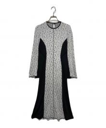 Mame Kurogouchi（マメクロゴウチ）の古着「Floral Jacquard Fraise Stitch Dres」｜ホワイト×ブラック