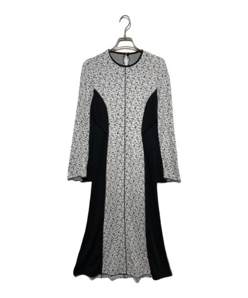 Mame Kurogouchi（マメクロゴウチ）mame kurogouchi (マメクロゴウチ) Floral Jacquard Fraise Stitch Dres ホワイト×ブラック サイズ:1の古着・服飾アイテム