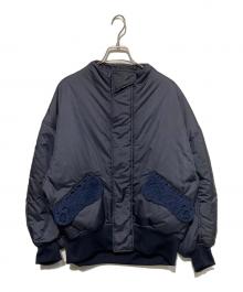 Mame Kurogouchi（マメクロゴウチ）の古着「Cording Embroidery Collarless Flight Jacket」｜ネイビー