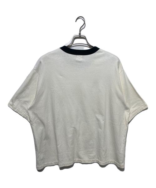 blurhms ROOTSTOCK（ブラームスルーツストック）blurhms ROOTSTOCK (ブラームスルーツストック) JOURNAL STANDARD (ジャーナルスタンダード) 別注Cotton Rayon 88/12 Trim Tee ホワイト×グリーン サイズ:2の古着・服飾アイテム