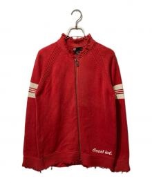 DIESEL（ディーゼル）の古着「ダメージ加工ニットジャケット」｜レッド