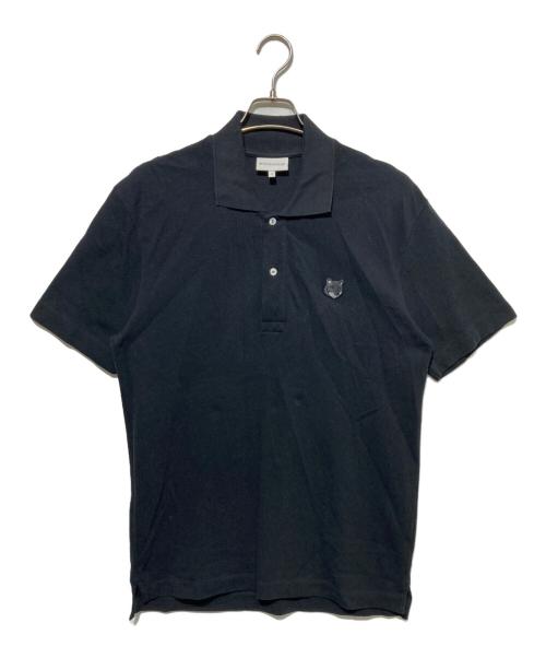 maison kitsune（メゾンキツネ）MAISON KITSUNE (メゾンキツネ) bold fox head patch comfort polo ポロシャツ ブラック サイズ:Mの古着・服飾アイテム