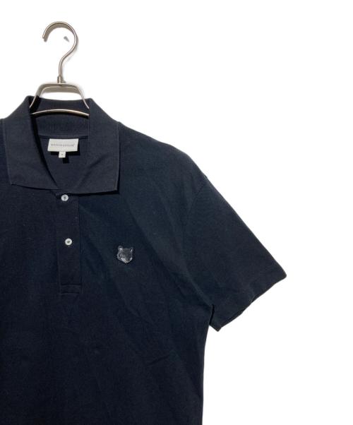 maison kitsune（メゾンキツネ）MAISON KITSUNE (メゾンキツネ) bold fox head patch comfort polo ポロシャツ ブラック サイズ:Mの古着・服飾アイテム