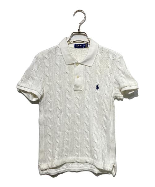 POLO RALPH LAUREN（ポロ・ラルフローレン）POLO RALPH LAUREN (ポロ・ラルフローレン) ケーブルニットポロシャツ ホワイト サイズ:Sの古着・服飾アイテム