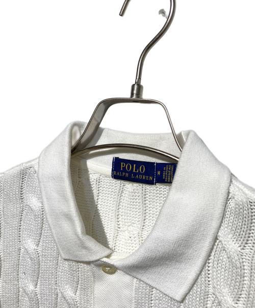 POLO RALPH LAUREN（ポロ・ラルフローレン）POLO RALPH LAUREN (ポロ・ラルフローレン) ケーブルニットポロシャツ ホワイト サイズ:Sの古着・服飾アイテム