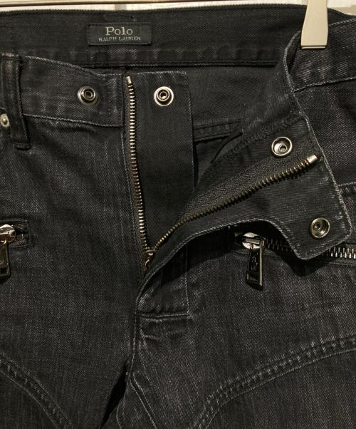 POLO RALPH LAUREN（ポロ・ラルフローレン）POLO RALPH LAUREN (ポロ・ラルフローレン) バイカーデニムパンツ ブラック サイズ:26の古着・服飾アイテム