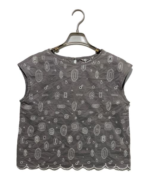 mina perhonen（ミナ ペルホネン）mina perhonen (ミナ ペルホネン) gemma フレンチスリーブブラウス グレー サイズ:38の古着・服飾アイテム