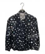 HERALBONYヘラルボニー）の古着「サテンボウタイブラウス「（無題）（丸）」」｜グレー×ブラック