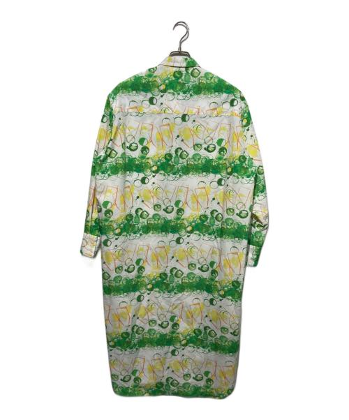 HERALBONY（ヘラルボニー）HERALBONY (ヘラルボニー) シャツワンピース「タイトル不明」 ホワイト×グリーン サイズ:Freeの古着・服飾アイテム