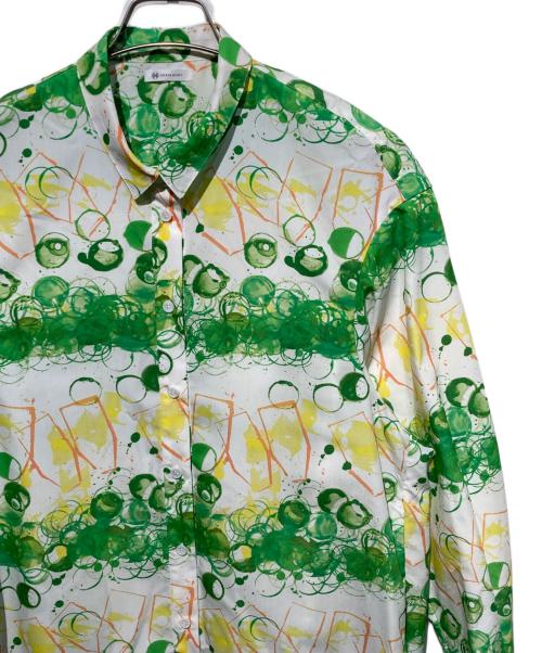 HERALBONY（ヘラルボニー）HERALBONY (ヘラルボニー) シャツワンピース「タイトル不明」 ホワイト×グリーン サイズ:Freeの古着・服飾アイテム