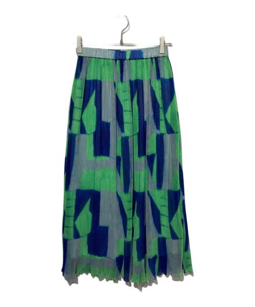 HERALBONY（ヘラルボニー）HERALBONY (ヘラルボニー) レイヤードプリーツスカート「TOBU」 グリーン×ブルー サイズ:Sの古着・服飾アイテム