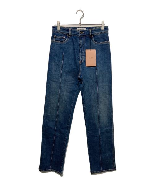 MIU MIU（ミュウミュウ）MIU MIU (ミュウミュウ) ロゴ刺繍デニムパンツ インディゴ サイズ:25の古着・服飾アイテム