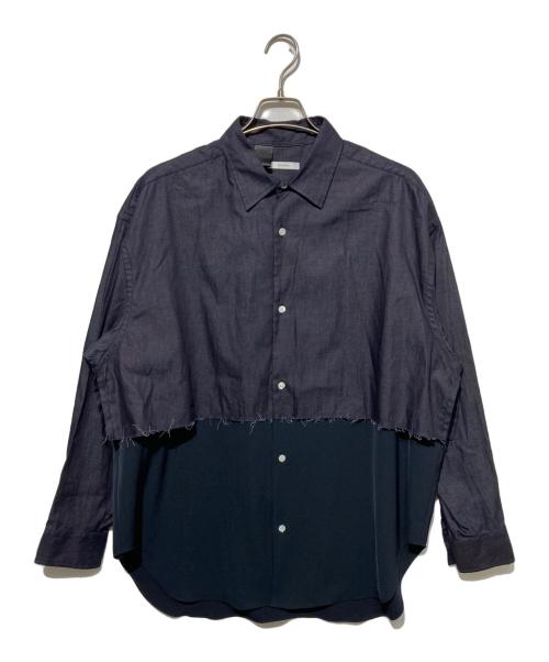 STUDIOUS（ステュディオス）STUDIOUS (ステュディオス) N.HOOLYWOOD (エヌ ハリウッド) 別注 SWITCHING L/S SHIRT ネイビー サイズ:40の古着・服飾アイテム