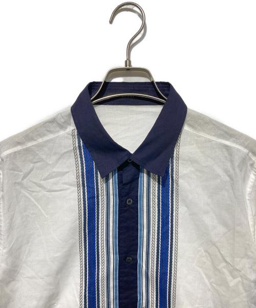 GUCCI（グッチ）GUCCI (グッチ) ロープ柄スリムシャツ ホワイト×ネイビー サイズ:42の古着・服飾アイテム