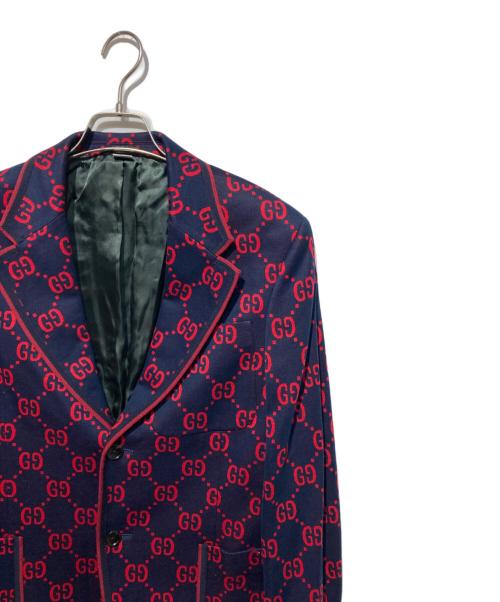 GUCCI（グッチ）GUCCI (グッチ) 20SS GG Logo Tailored Collar Jacket ネイビー サイズ:48の古着・服飾アイテム