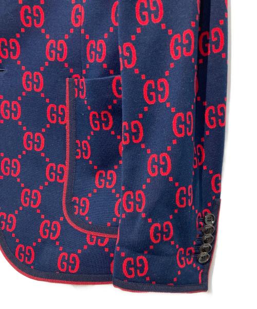 GUCCI（グッチ）GUCCI (グッチ) 20SS GG Logo Tailored Collar Jacket ネイビー サイズ:48の古着・服飾アイテム