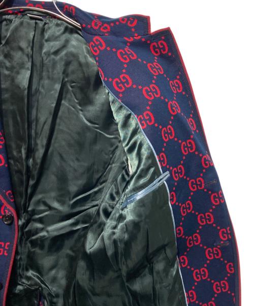 GUCCI（グッチ）GUCCI (グッチ) 20SS GG Logo Tailored Collar Jacket ネイビー サイズ:48の古着・服飾アイテム