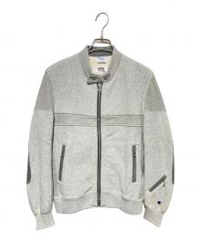 Champion REVERSE WEAVE×eYe COMME des GARCONS JUNYAWATANABE MAN（チャンピオン リバース ウィーブ×アイ コム デ ギャルソン ジュンヤ ワタナベ マン）の古着「スウェットライダースジャケット」｜グレー
