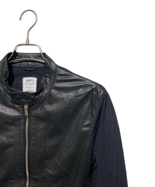 EMMETI（エンメティ）EMMETI (エンメティ) giab's ARCHIVIO (ジャブス アルキヴィオ) シープスキン ドッキングライダースジャケット ブラック サイズ:48の古着・服飾アイテム