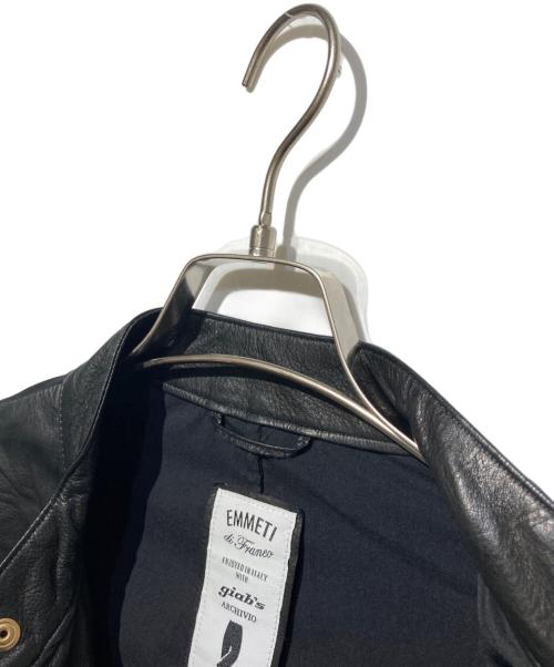 EMMETI（エンメティ）EMMETI (エンメティ) giab's ARCHIVIO (ジャブス アルキヴィオ) シープスキン ドッキングライダースジャケット ブラック サイズ:48の古着・服飾アイテム